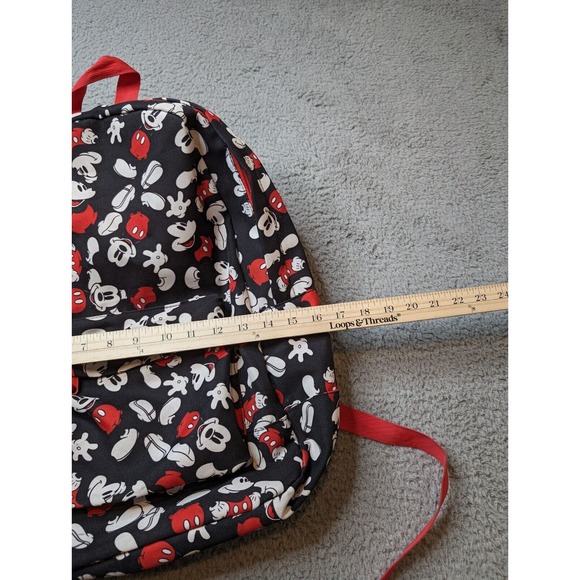 Disney Store Mickey Mouse Backpack All Over Print Black Red‎ White Adult School - Picture 11 of 11